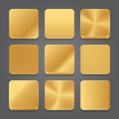 App icons background set. Golden metal button icons