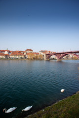 Obraz premium Maribor in Slovenia with river Drava