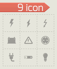 Vector black electricity icon set