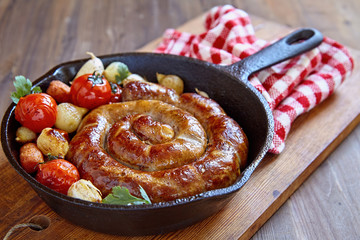 Roasted sausage with vegetables