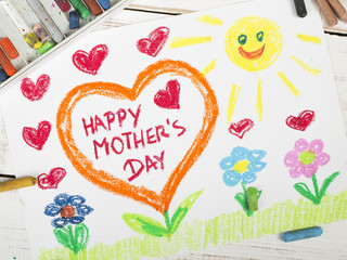 Happy mothers day card made by a child - 79835921