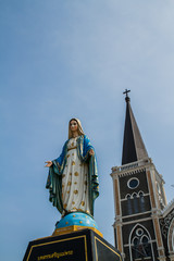 Fototapeta na wymiar Cathedral of Mary Immaculate Conception, Chanthaburi,Thailand