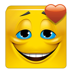 Square emoticon in love