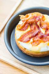 Eggs and bacon waffles