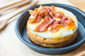 Eggs and bacon waffles