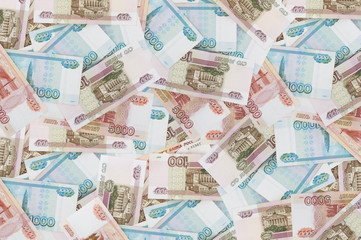 Background from a variety of Russian banknotes..