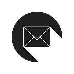 black icon with mailing envelope and stylized shadow