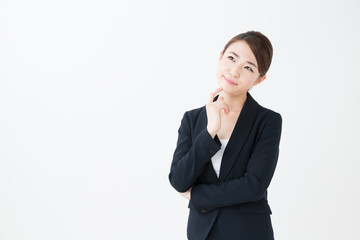 asian businesswoman on white background