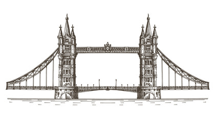 England, London, the bridge on a white background. sketch