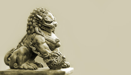 Buddhist sculpture. Singha Stone statue.
