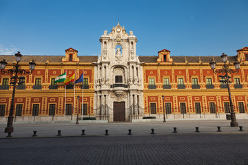 Naklejka premium San Telmo palace at sunset. Sevilla, Spain