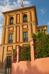 Naklejka premium Corner of San Telmo palace at sunset. Sevilla, Spain