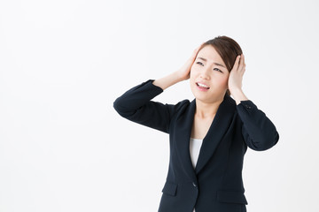 asian businesswoman on white background