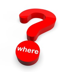 3d Question Mark with word Where