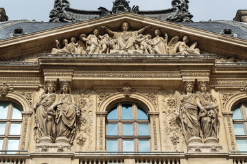 Paris -  Architectural fragments of Louvre building.