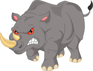 cute angry rhino cartoon