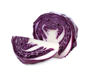 Fototapeta premium Red cabbage, violet cabbage isolated on whiteRed cabbage, violet