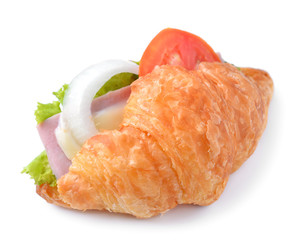 croissant sandwich isolated on white background