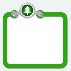 green frame for text and silver tree symbol