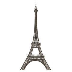 Fototapeta na wymiar Eiffel tower, Paris, France, on a white background. sketch