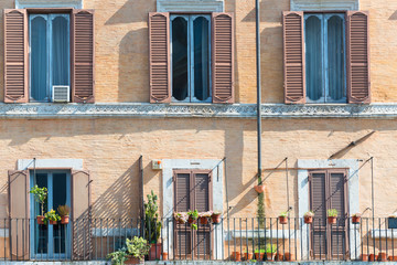 Old building facade on famous Piazza Navona in Rome