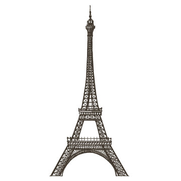 Eiffel tower, Paris, France, on a white background. sketch