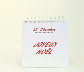 25 décembre"joyeux noël",sur calendrier