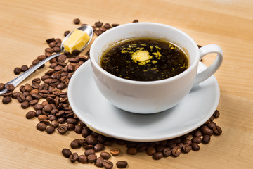 Black coffee with added butter