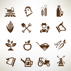 farm and agriculture vector icons collection