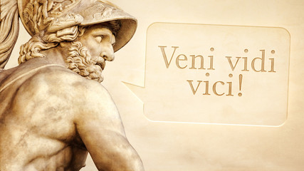Menelaus statue with text - obrazy, fototapety, plakaty