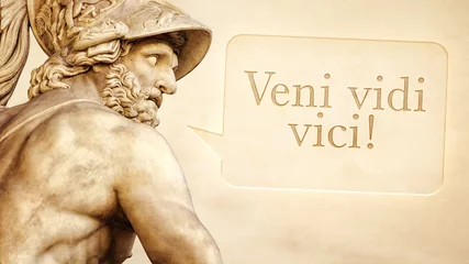 Papier Peint photo autocollant Monument historique Menelaus statue with text