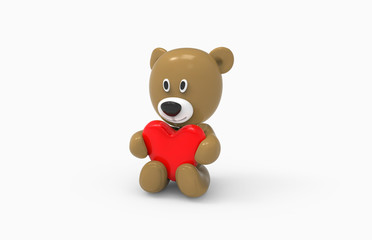 bear sitting and holding a heart in his paws