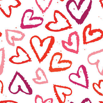 abstract seamless background, watercolors heart symbols