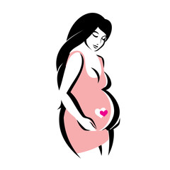 pregnant woman symbol, stylized vector sketch