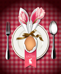 Vector illustrator of Easter table setting.