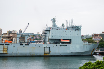 Fototapeta premium Aircraft carrier in the sea