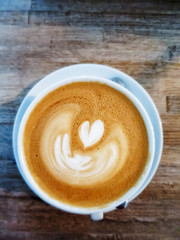 cappuccino on the wood table
