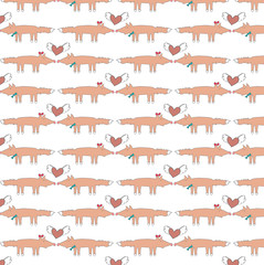 Animal pattern - foxes in love