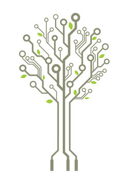 Vector circuit board tree with leaves