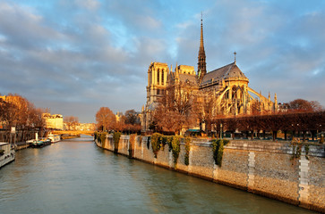 Plakat Notre Dame at sunrise - Paris, France