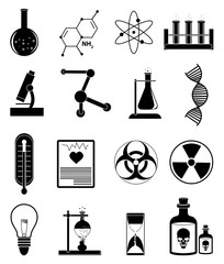 Chemistry science icons set