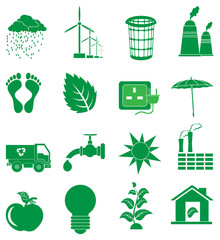 Green ecology icons set