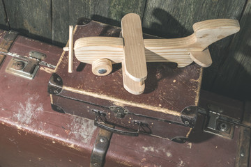Children's toy wooden airplane