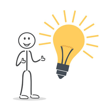 idea bulb man thumps up
