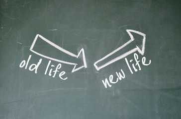 old life and new life sign 