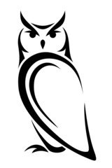 Naklejka premium Owl. Vector black silhouette.