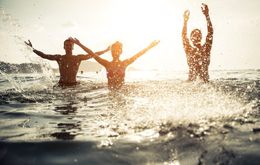 friends having fun in the water