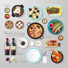 Infographic food business flat lay idea. Vector illustration 