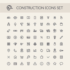 Set of Round Line Construction Icons