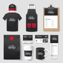 Vector restaurant cafe set flyer, menu, package, t-shirt, cap